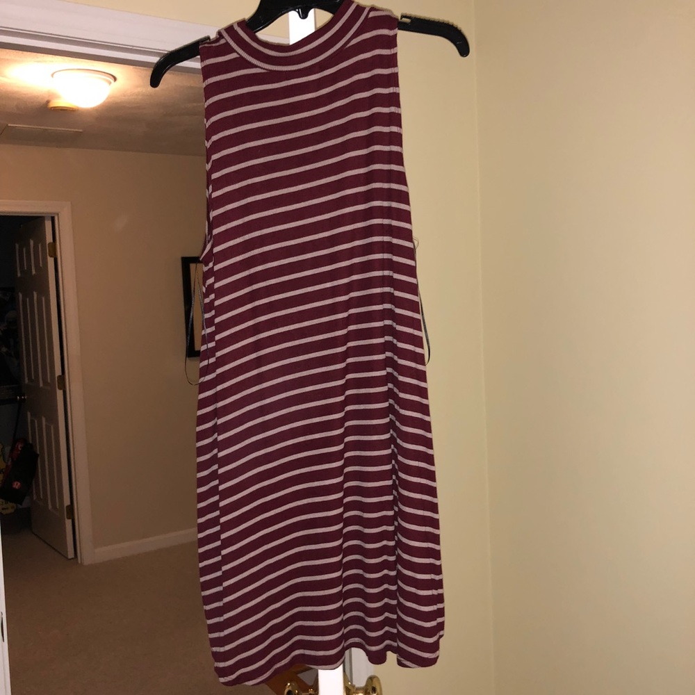 Maroon and beige swing dress